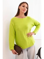 Dámský svetr z viskózy s dlouhým rukávem a kulatým výstřihem pistáciový