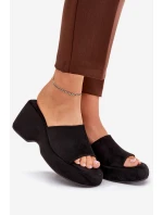 Eko Semišové Pantofle Dámské Na Platformě A Klínu Černé Afisal Eko Semišové Pantofle Dámské Na Platformě A Klínu Černé Afisal