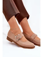 Kožené Polobotky Dámské S Přezkou Laura Messi 2980 Tmavě Béžové