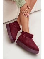 Módní semišové nízké sněhule bordó Nucca