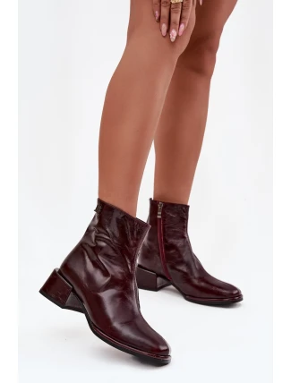 Dámské kotníkové boty z přírodní kůže na klíně vyhřívané D&A CR52-715 bordó Dámské kotníkové boty z přírodní kůže na klíně vyhřívané D&A CR52-715 bordó