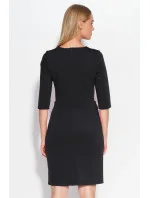 Dámské šaty značkové zdobené v pase knoflíky středně dlouhé černé - Černá - Makadamia Dámské šaty značkové zdobené v pase knoflíky středně dlouhé černé - Černá - Makadamia