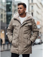 Pánská zimní bunda parka s kapucí béžová FashionStreet TX4969z