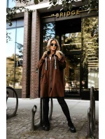 632-2 Ležérní kabát se zipem a módními detaily - čokoládový 632-2 Ležérní kabát se zipem a módními detaily - čokoládový