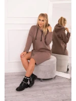 Šaty s kapucí a bočním rozparkem mocca Šaty s kapucí a bočním rozparkem mocca