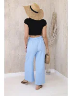 Kalhoty s širokým pasem modrý Kalhoty s širokým pasem modrý