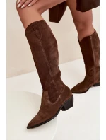 Kozaki Kovábojky Z Přírodního Semiše Vyhřívané Zazoo 4225 Hnědé