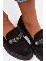 Eko Semišové Mokasíny Dámské S Dekorativní Broží Černé Valiana Eko Semišové Mokasíny Dámské S Dekorativní Broží Černé Valiana