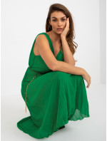 Zelené midi šaty s řetízkovým páskem