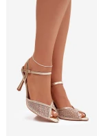 Dámské sandály na jehlovém podpatku se zdobením Peloria – zlaté