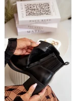 Zateplené dámské boty na podpatku eko kůže černé Irittes