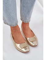 Eko kožené baleríny s ozdobou zlaté Tulnelia Eko kožené baleríny s ozdobou zlaté Tulnelia