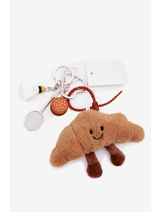 Přívěsek na klíče na kabelku Rohlík Raketa Létka Hamburger Béžový