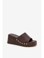 Dámské pantofle na platformě 78-200 Tmavě hnědá - Stephan Paris Dámské pantofle na platformě 78-200 Tmavě hnědá - Stephan Paris