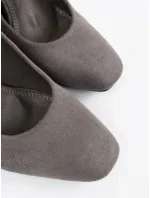 Stylové šedo-stříbrné dámské  lodičky na širokém podpatku