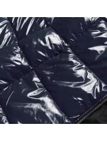 Tmavě modrá lakovaná prošívaná dámská bunda (7695) Tmavě modrá lakovaná prošívaná dámská bunda (7695)