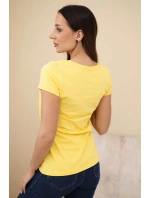 Dámské bavlněné tričko s potiskem CHIC žlutá