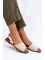 Dámské sandály na plochém podpatku eko kůže béžové Dereka Dámské sandály na plochém podpatku eko kůže béžové Dereka