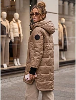 Dámská prošívaná přechodová bunda s kapucí, béžová, FashionStreet TY5791 Dámská prošívaná přechodová bunda s kapucí, béžová, FashionStreet TY5791