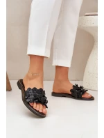 Zazoo 40381 Dámské Kožené Pantofle Na Plochém Podpatku Černé