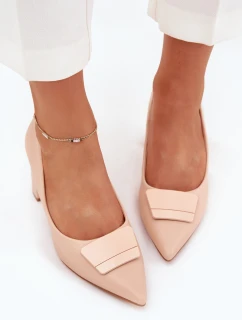 Lodičky na podpatku s ozdobou béžové Celira