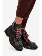 Kožené lakované dámské kotníkové boty Artiker 57C0064 Černé