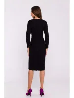 S376 Tužkové šaty s asymetrickým výstřihem - černé S376 Tužkové šaty s asymetrickým výstřihem - černé