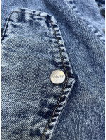 Světle modrý džínový přehoz přes oblečení s kapucí (POP5972-K)