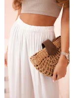 Široké dámské viskózové kalhoty s elastickým pasem bílé Široké dámské viskózové kalhoty s elastickým pasem bílé