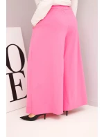 Dámské bavlněné kalhoty Plus Size s širokými nohavicemi a volným střihem světle růžové