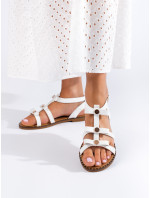 Jedinečné  sandály bílé dámské bez podpatku