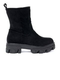 Luxusní kotníčkové boty dámské černé platforma