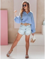 Dámská mušelínová košile oversize MUSLINEA modrá FashionStreet DY0479