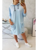 Šaty s kapucí modré