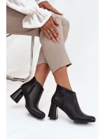 Dámské zateplené kotníkové boty na sloupku – černé Ivessara