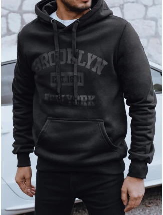 Pánská zateplená mikina s potiskem černá FashionStreet BX5916