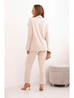 Komplet dámský s viskózou s ozdobami a elastickými kalhotami béžový
