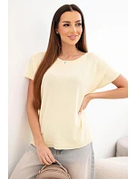Dámská viskózová oversize halenka s krátkým rukávem a kulatým výstřihem žlutá Dámská viskózová oversize halenka s krátkým rukávem a kulatým výstřihem žlutá