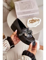 Lakovane Dámské Mokasíny S Mašlí Černé S.Barski HY42-331A