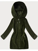 Vlněná bunda z alpaky s kapucí army (W214#)