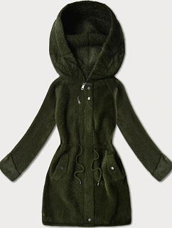 Vlněná bunda z alpaky s kapucí army (W214#)