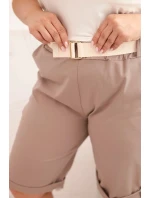 Dámské bavlněné šortky Plus Size s páskem fango Dámské bavlněné šortky Plus Size s páskem fango