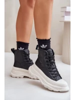 Kožené Zateplené Tenisky Na Masivní Platformě Big Star OO274A599 Černé