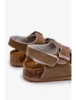 Dětské sandály na korkové platformě, zapínání na suchý zip, Khaki Rorria Dětské sandály na korkové platformě, zapínání na suchý zip, Khaki Rorria