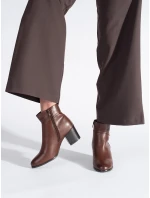 Zajímavé hnědé kotníčkové boty dámské na širokém podpatku Zajímavé hnědé kotníčkové boty dámské na širokém podpatku