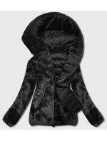 Černá oboustranná dámská bunda - kožíšek (b8051-1)