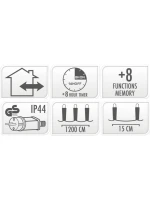 VÁNOČNÍ STROMEK SVĚTLA VENKOVNÍ SVĚTLO OPONA 360 VEDL ČASOVAČ TEPLÁ BÍLÁ PRŮHLEDNÝ KABEL