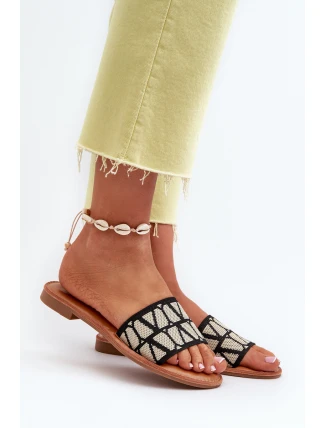 Dámské černé sandály na ploché podrážce Traivea