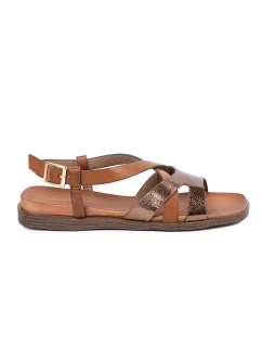 Moderní  sandály dámské hnědé na plochém podpatku