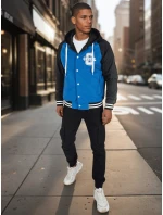 Pánská bunda bomber s kapucí modrá FashionStreet TX5023